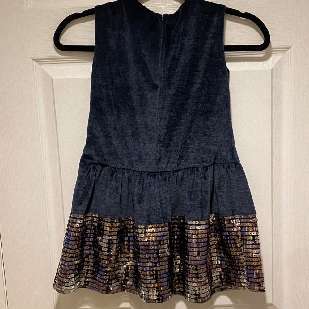 Isabel Garreton Girl's Navy Blue Sleeveless Round Neck  Sequin Hem Dress Size S - Picture 4 of 7